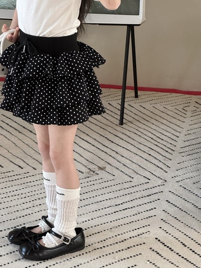韓系圓點高腰澎澎裙8