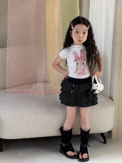 韓系圓點高腰澎澎裙10