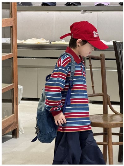 秋季復古條紋POLO衫9