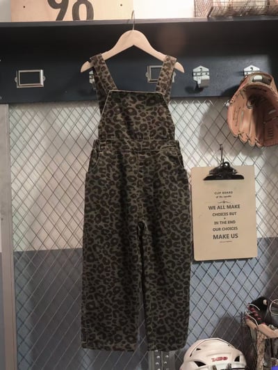 秋季日系豹紋吊帶褲3