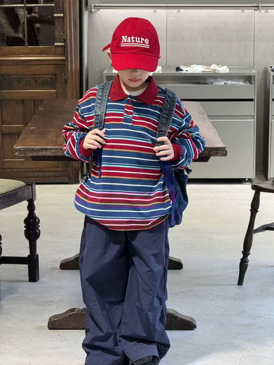 秋季復古條紋POLO衫1