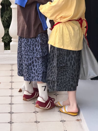 韓系豹紋寬鬆休閒七分褲3