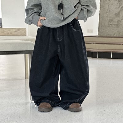 秋季寬鬆百搭牛仔褲6