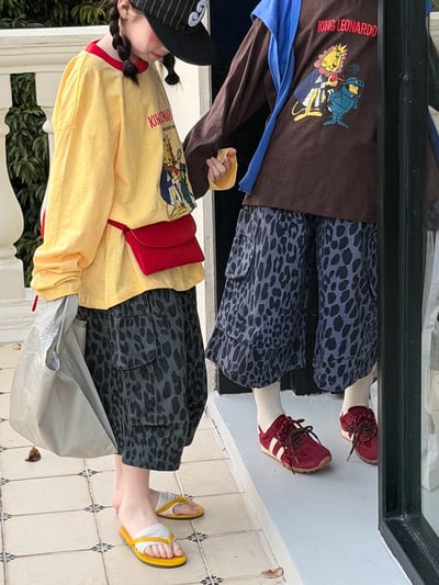 韓系豹紋寬鬆休閒七分褲4