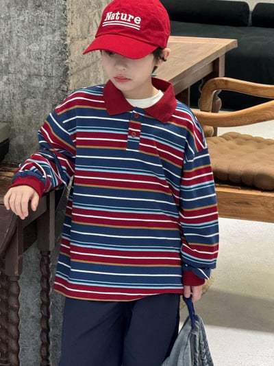 秋季復古條紋POLO衫3