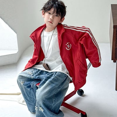 秋季百搭紅色衝鋒外套2