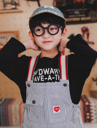 秋季日系條紋愛心吊帶褲2