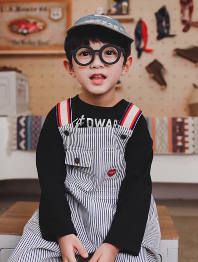 秋季日系條紋愛心吊帶褲11