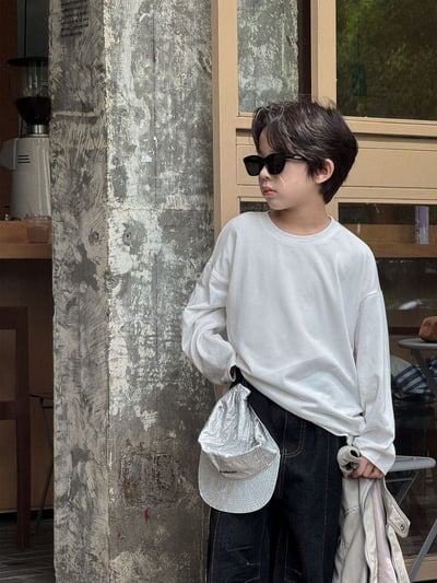 秋季純色棉質圓領上衣6