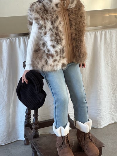 秋冬豹紋背心&加絨直筒褲2