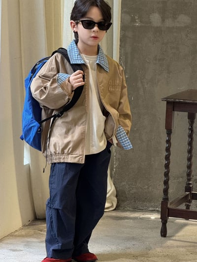 秋季拼接格紋外套13