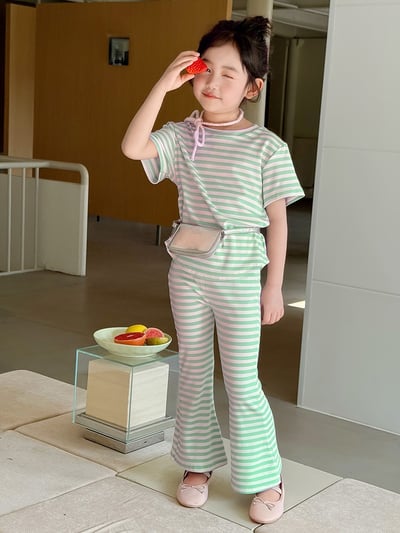 夏季條紋棉質套裝6