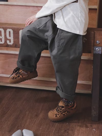 秋季日系純色腰帶休閒褲5