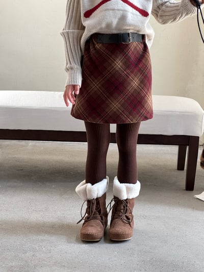 秋冬毛呢A自格紋短裙4