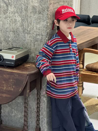 秋季復古條紋POLO衫4