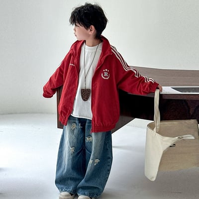 秋季百搭紅色衝鋒外套10