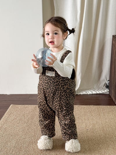 超Q豹紋下開扣吊帶褲2