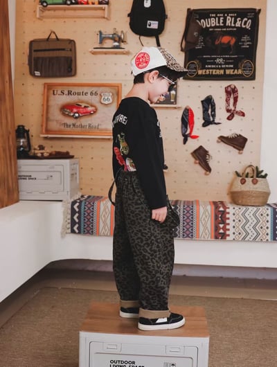 秋季日系豹紋吊帶褲7