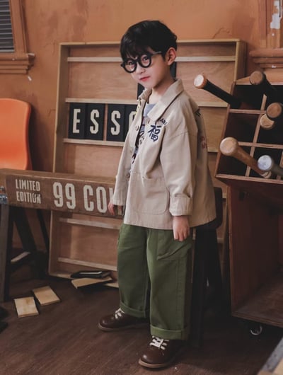 秋季日系大口袋工裝褲7