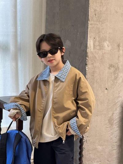 秋季拼接格紋外套4