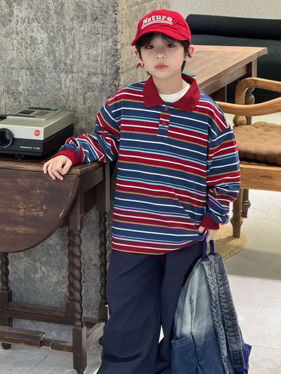 秋季復古條紋POLO衫5