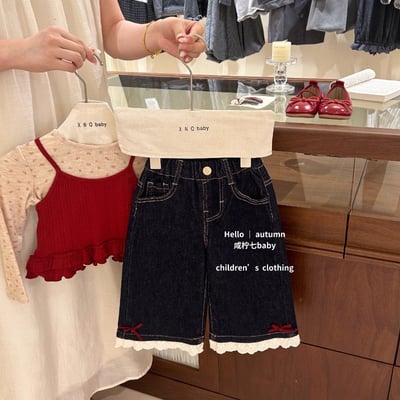 秋冬碎花上衣牛仔褲三件套4