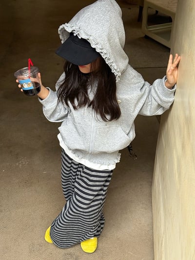 秋季花邊外套條紋褲兩件套裝7