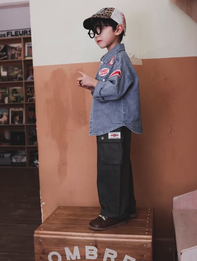 秋季日系字母繡章襯衫10