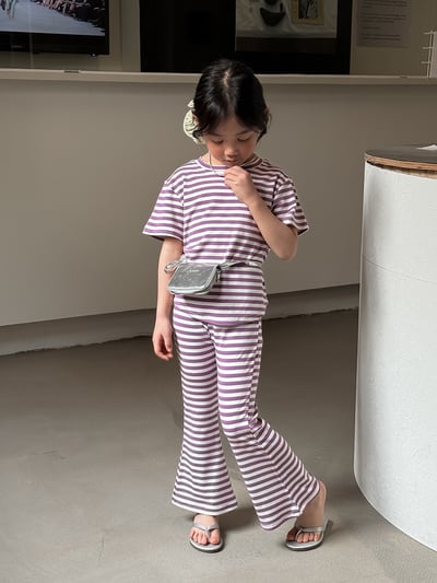 夏季條紋棉質套裝7