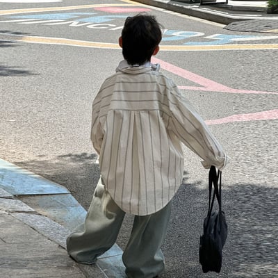 秋季寬鬆字母條紋襯衫3