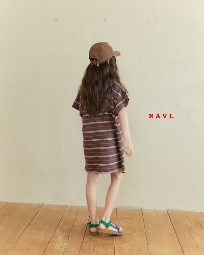 041531翻領條紋連身裙(兩色)7