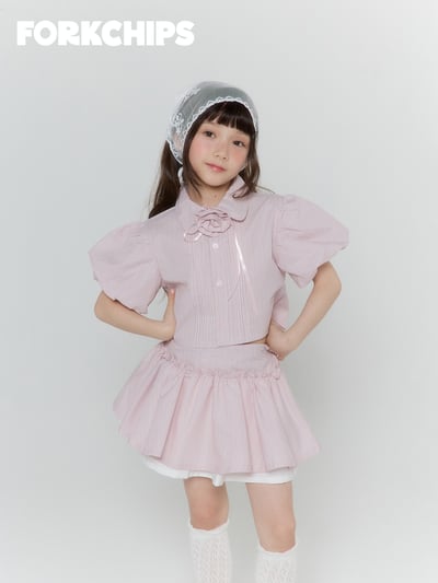 042008翻領泡泡袖上衣(兩色)1