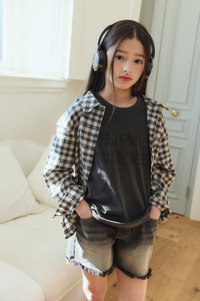 032430翻領格子外套B5