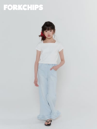 042053淺藍花邊牛仔褲8