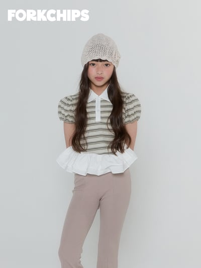 042015翻領條紋造型上衣(兩色)9