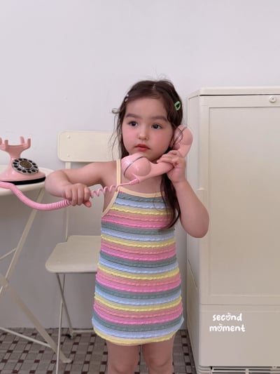 050602細肩彩色條紋連身裙4