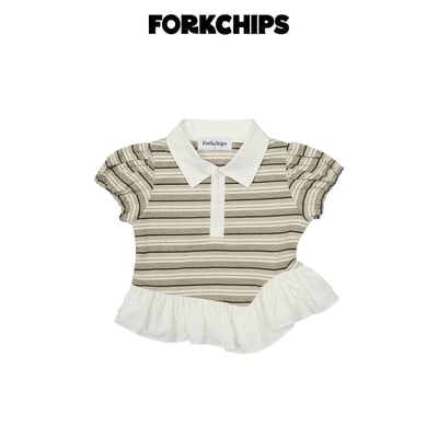 042015翻領條紋造型上衣(兩色)2