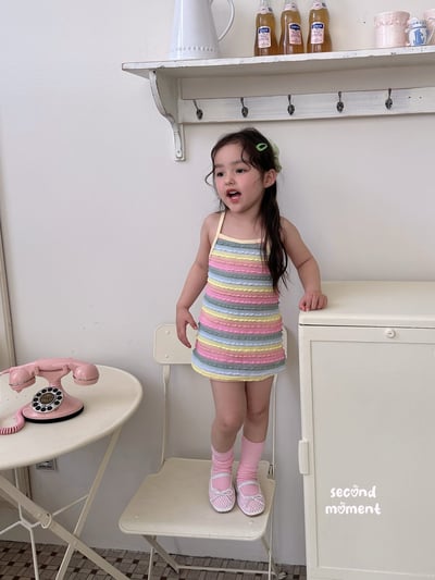 050602細肩彩色條紋連身裙5