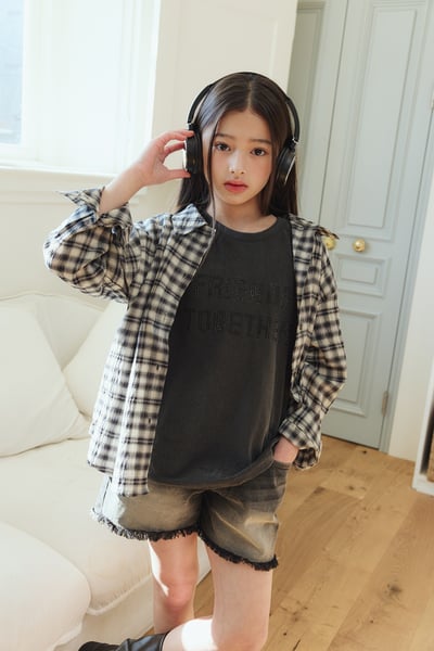 032430翻領格子外套B6