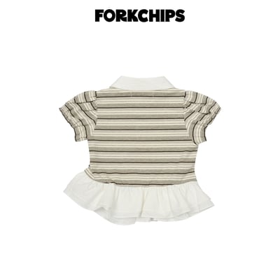 042015翻領條紋造型上衣(兩色)3