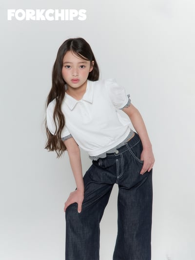 042018翻領格子袖上衣(兩色)1