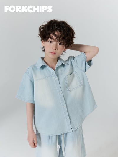 042033翻領刷色上衣(兩色)1