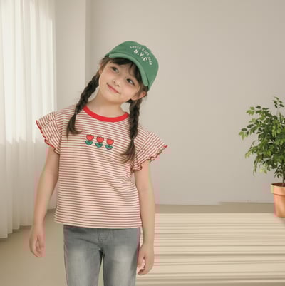 042309小花條紋上衣(兩色)3