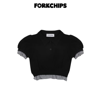 042018翻領格子袖上衣(兩色)2