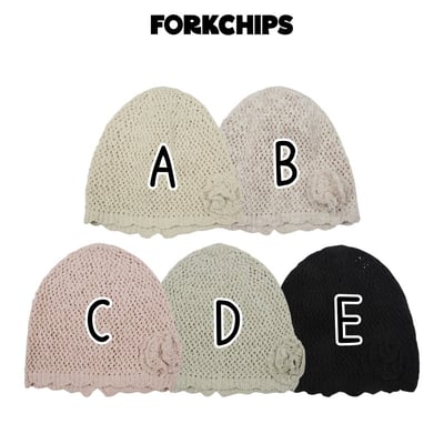 042063玫瑰針織帽(五色)1