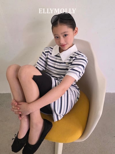 040778翻領條紋連身裙(兩色)13