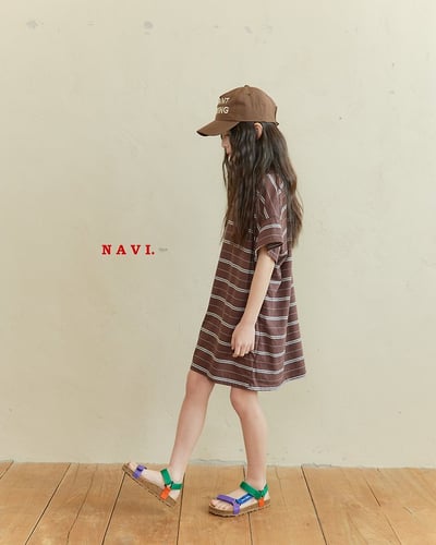 041531翻領條紋連身裙(兩色)10