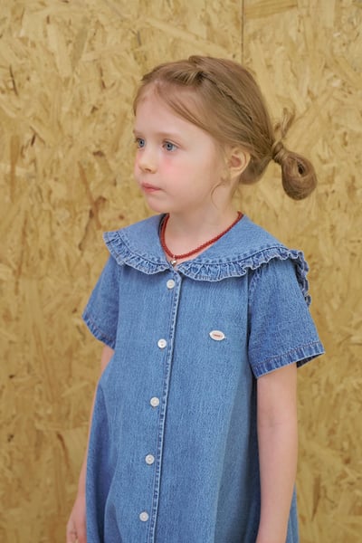 042248花邊翻領牛仔連身裙1