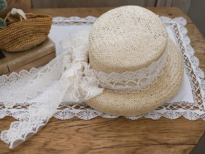 032344蕾絲綁帶帽4