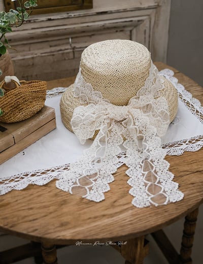 032344蕾絲綁帶帽3